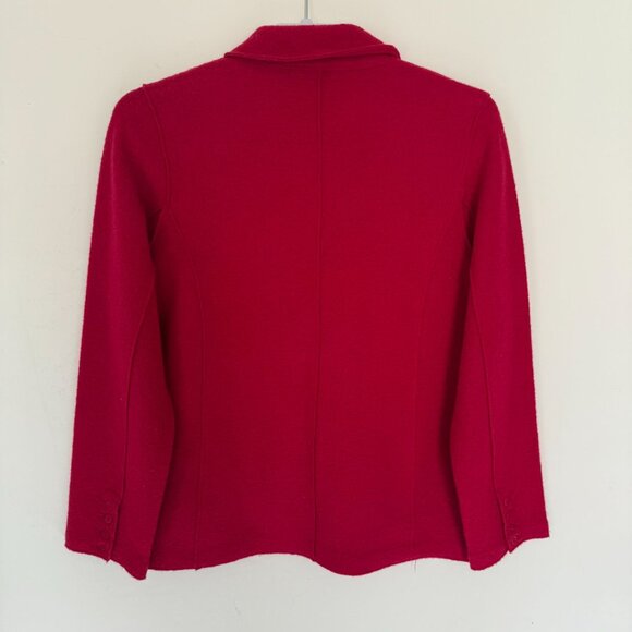 Eileen Fisher Petite Red Merino Wool Button-Up Cardigan Sweater PM - Picture 2 of 5
